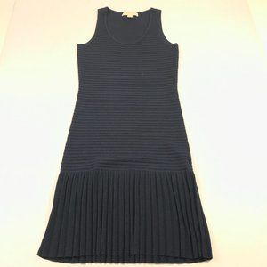 Michael Kors Womens Drop Waist Shift Dress Blue Pleated Sleeveless Pullover XS